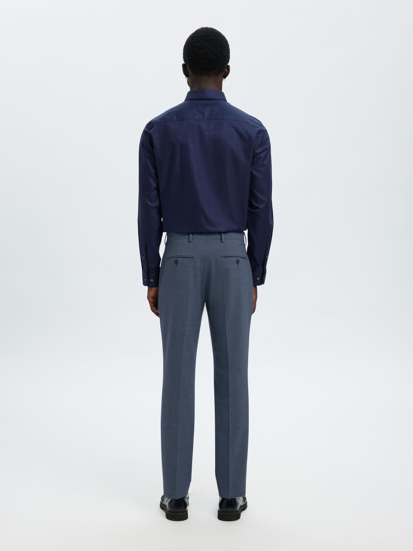 VISCOSE BLEND SLIM FIT SUIT TROUSERS, Dark Blue, highres