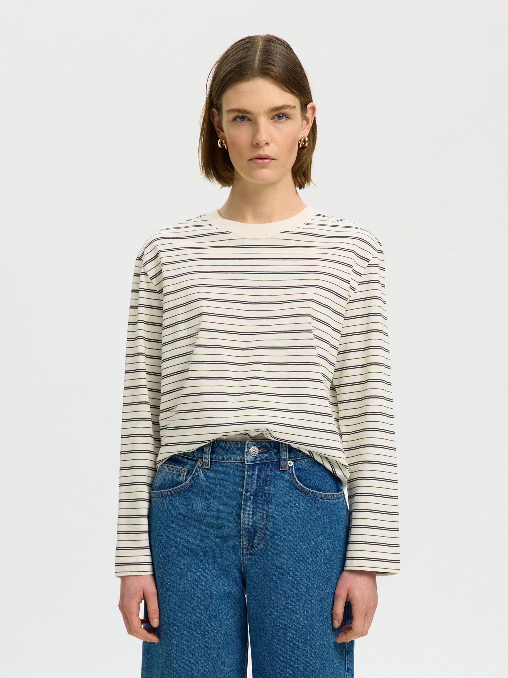 GESTREEPT T-SHIRT MET LANGE MOUWEN, Delicioso, highres