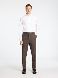 CHECKED WOOL BLEND SUIT TROUSERS, Brownie, highres