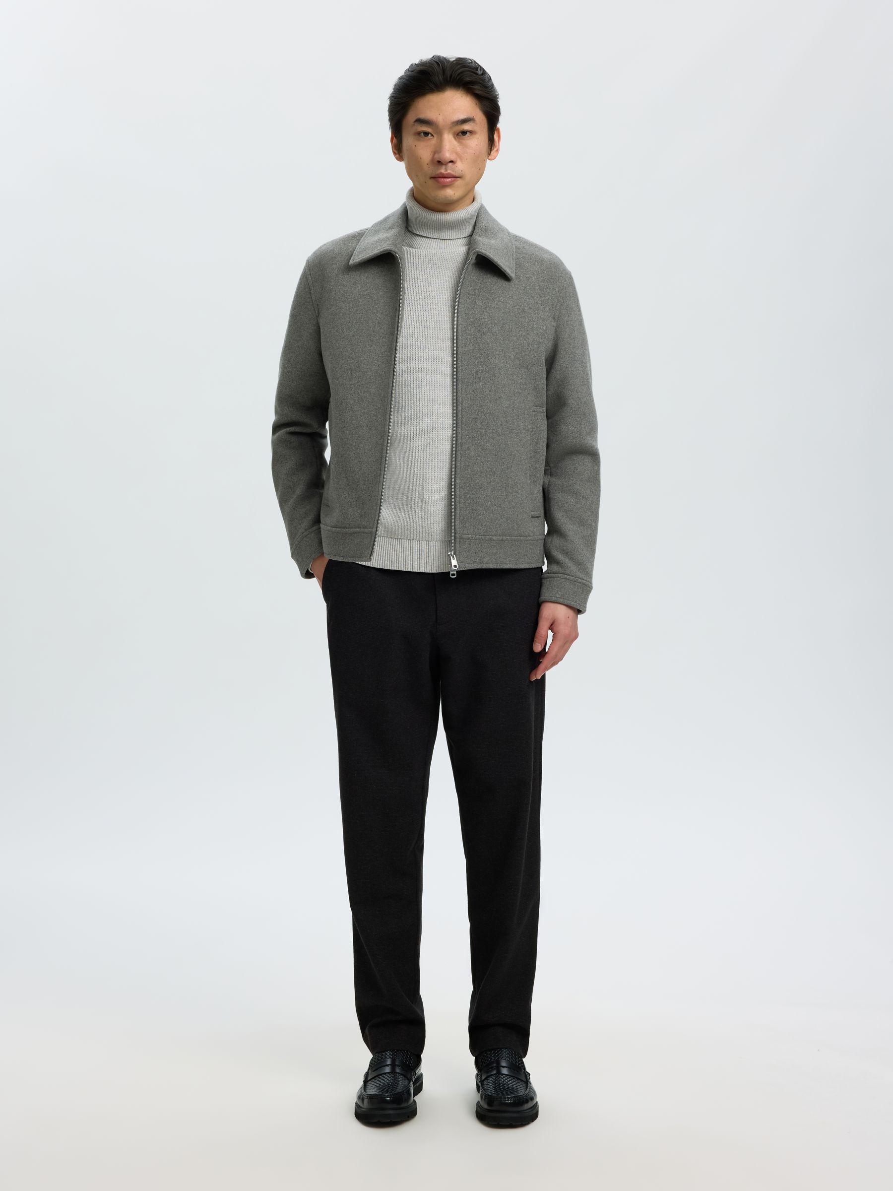 BAUMWOLL ROLLKRAGENPULLOVER, Light Grey Melange, highres