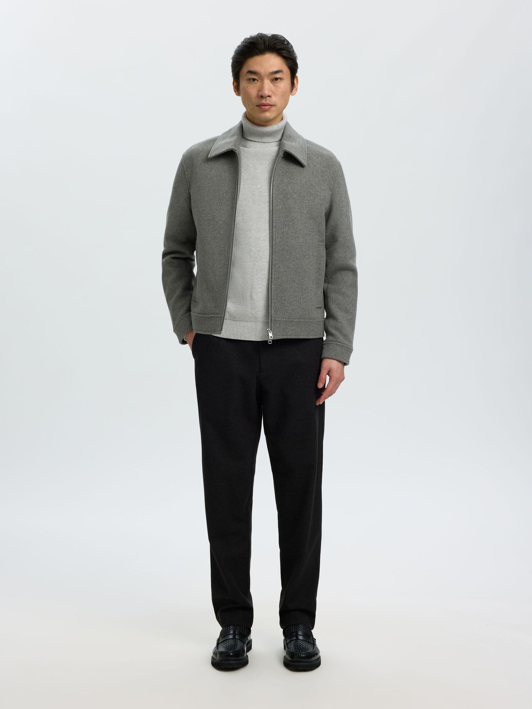 BAUMWOLL ROLLKRAGENPULLOVER, Light Grey Melange, highres