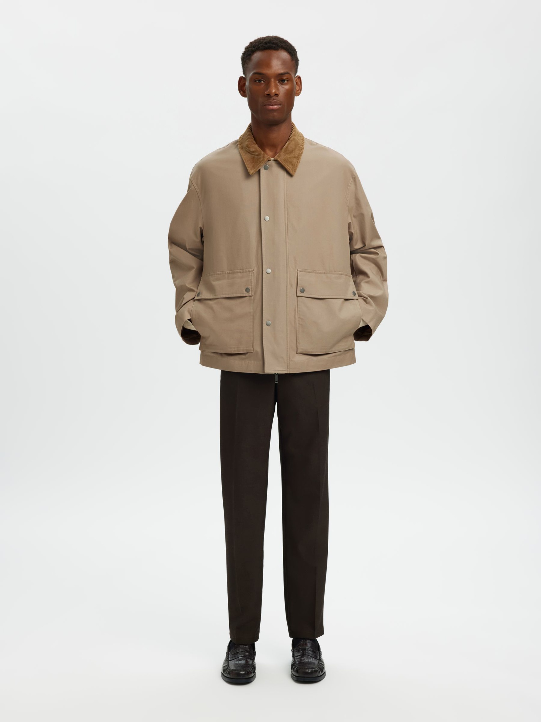 COTTON SHORT JACKET, Weathered Teak, highres