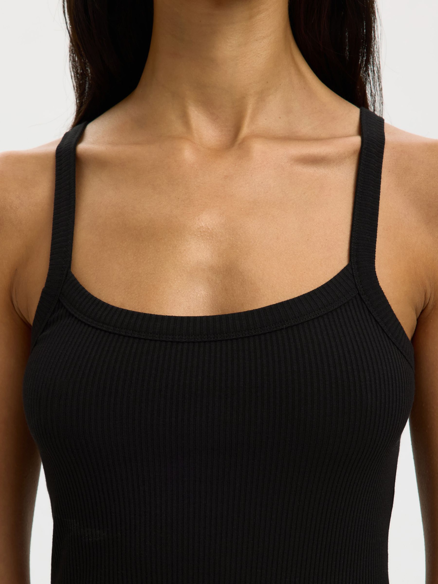 COTTON TANK TOP, Black, highres