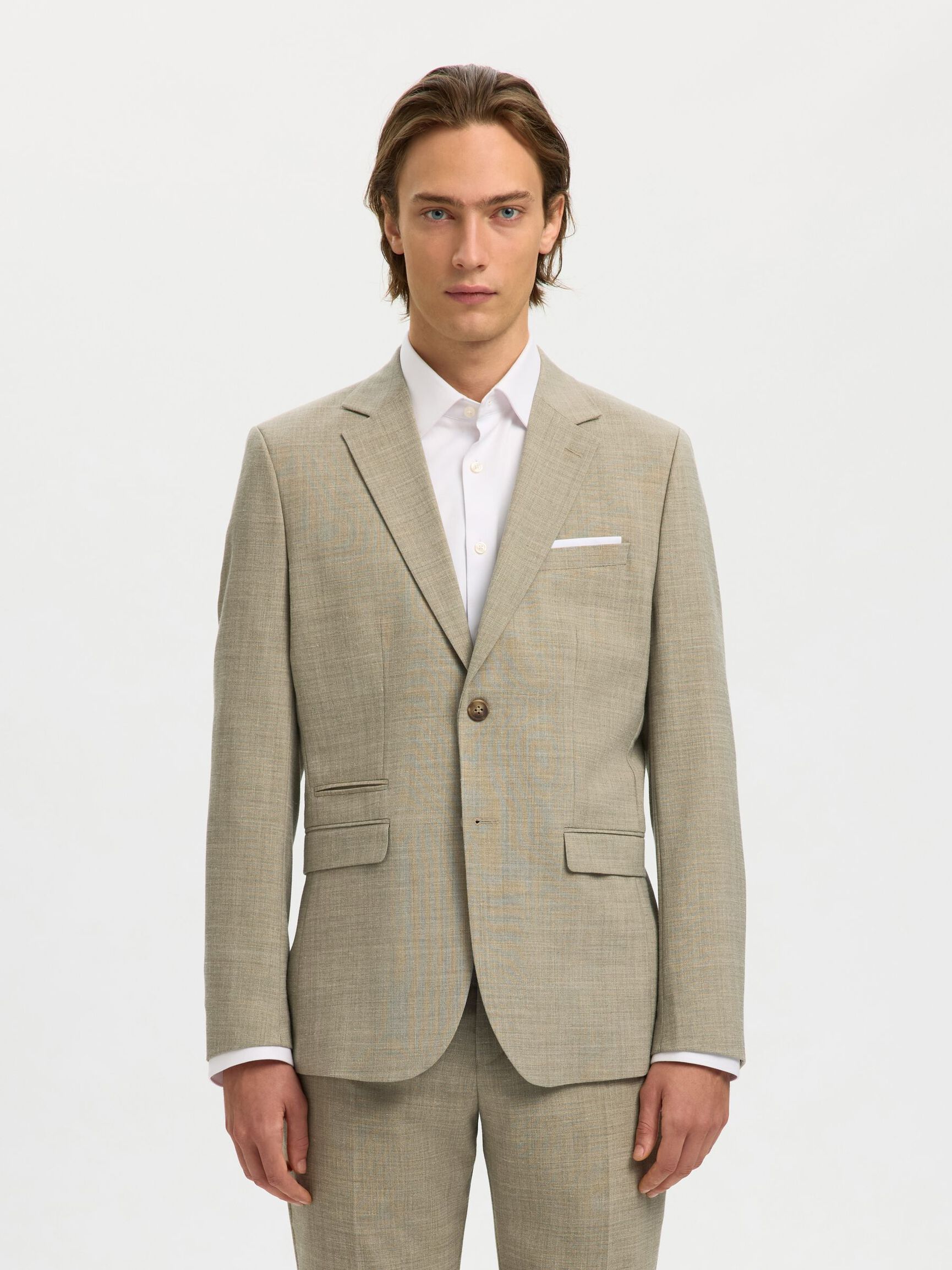 SLIM FIT SINGLE-BREASTED BLAZER, Sand, highres