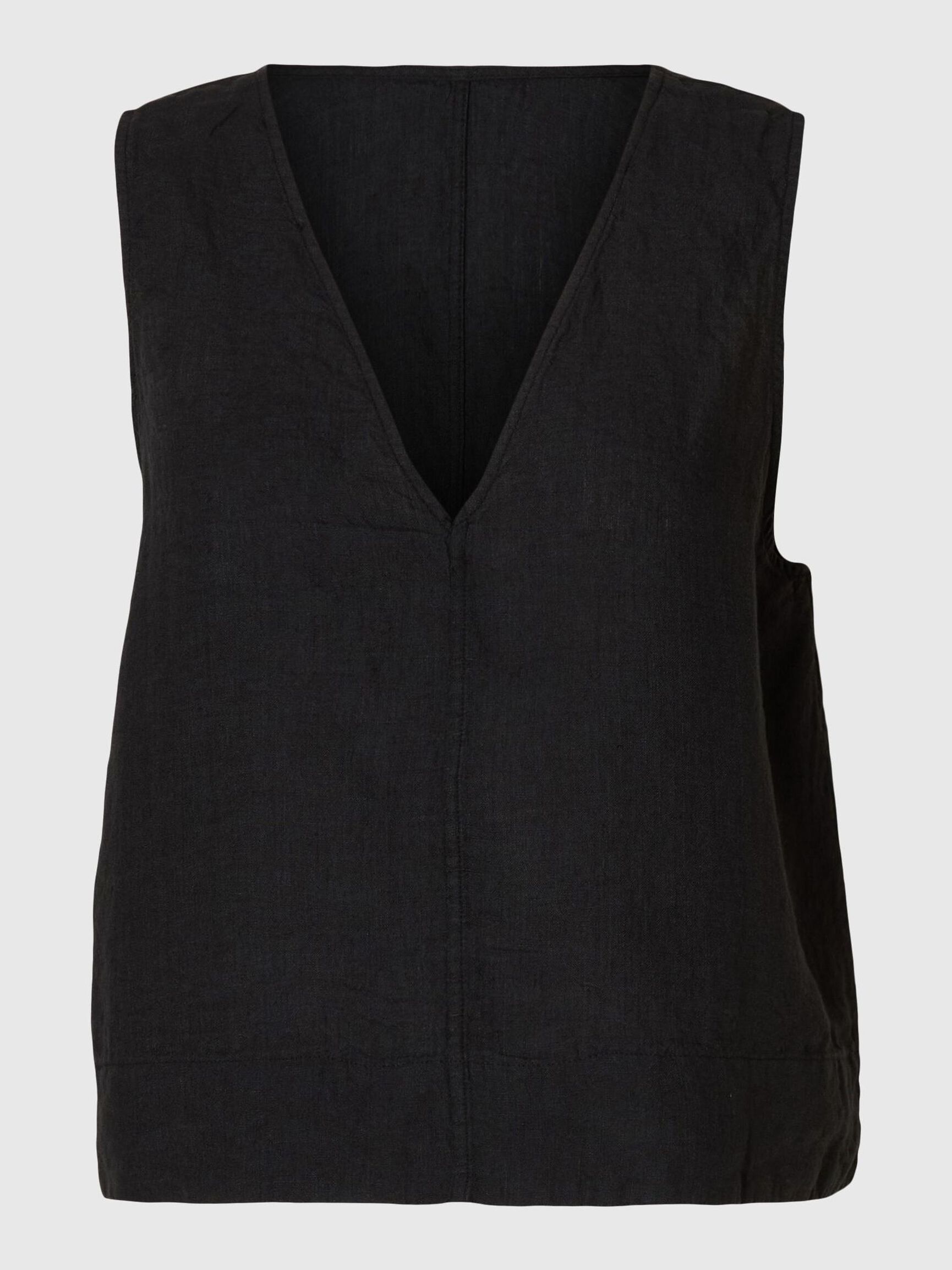 100% LINEN REVERSIBLE TOP, Black, highres