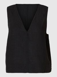 100% LINEN REVERSIBLE TOP, Black, highres
