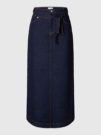 DENIM MAXI SKIRT, Dark Blue Denim, highres