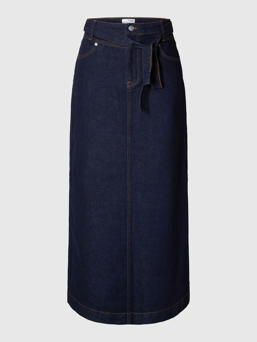 Selected TELA VAQUERA FALDA MAXI, Dark Blue Denim, highres - 16095453_DarkBlueDenim_001.jpg