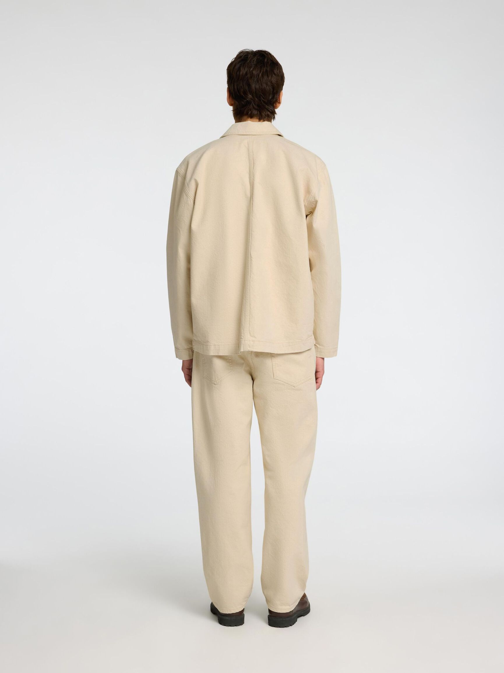 HYBRID COTTON DENIM JACKET, Ecru, highres