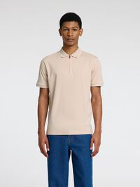 SHORT SLEEVED POLO SHIRT, Oatmeal, highres