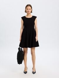 CAP SLEEVE MINI DRESS, Black, highres