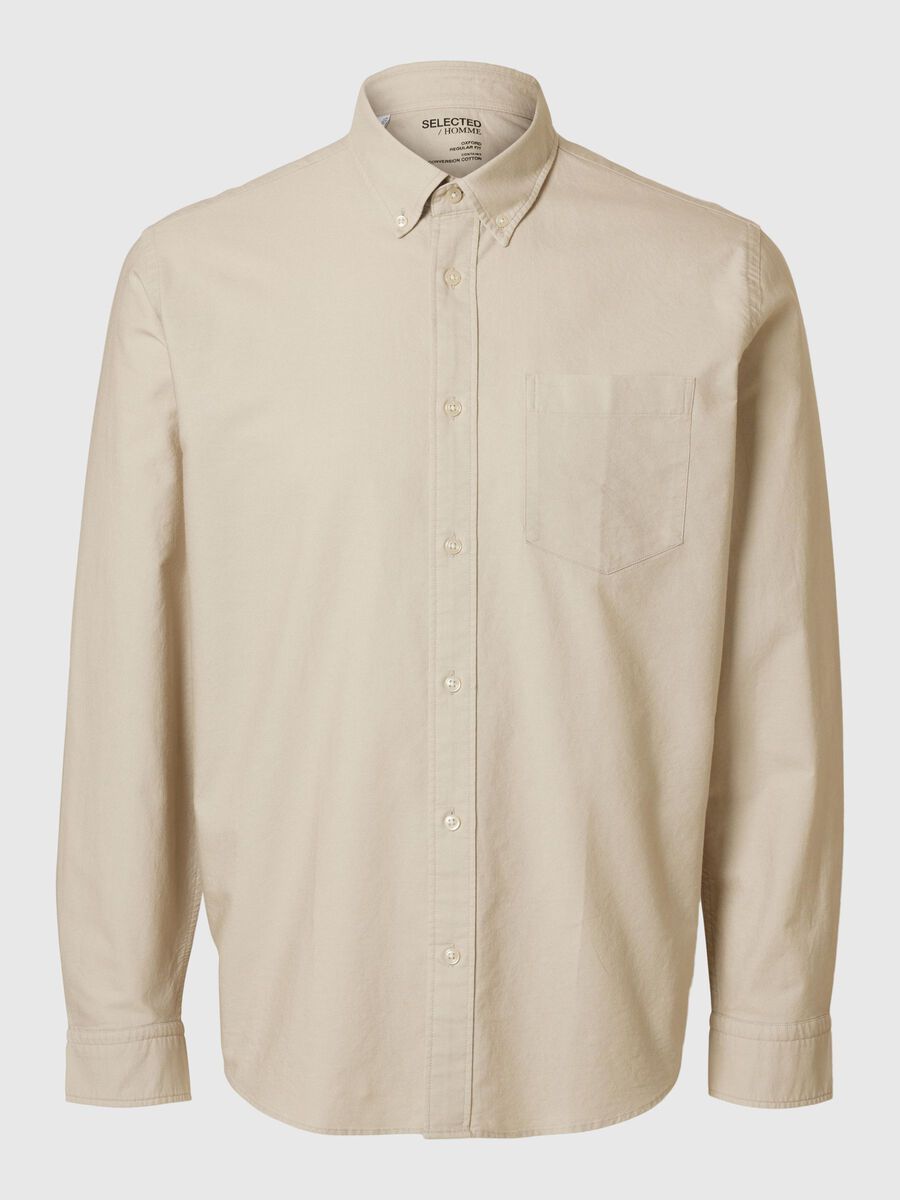 Selected OXFORD SHIRT, Oatmeal, highres - 16077359_Oatmeal_001.jpg