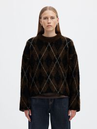 ARGYLE KNITTED JUMPER, Delicioso, highres