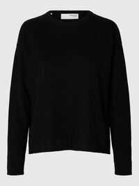 LINEN BLEND KNITTED JUMPER, Black, highres