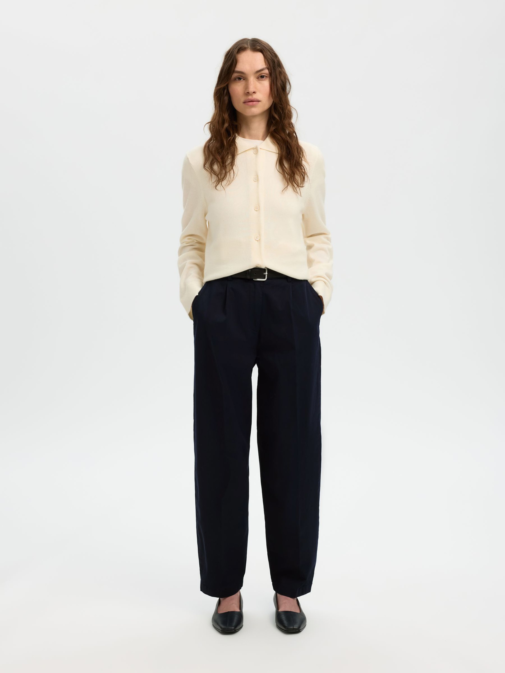 BAUMWOLLMIX BARREL FIT HOSEN, Dark Sapphire, highres