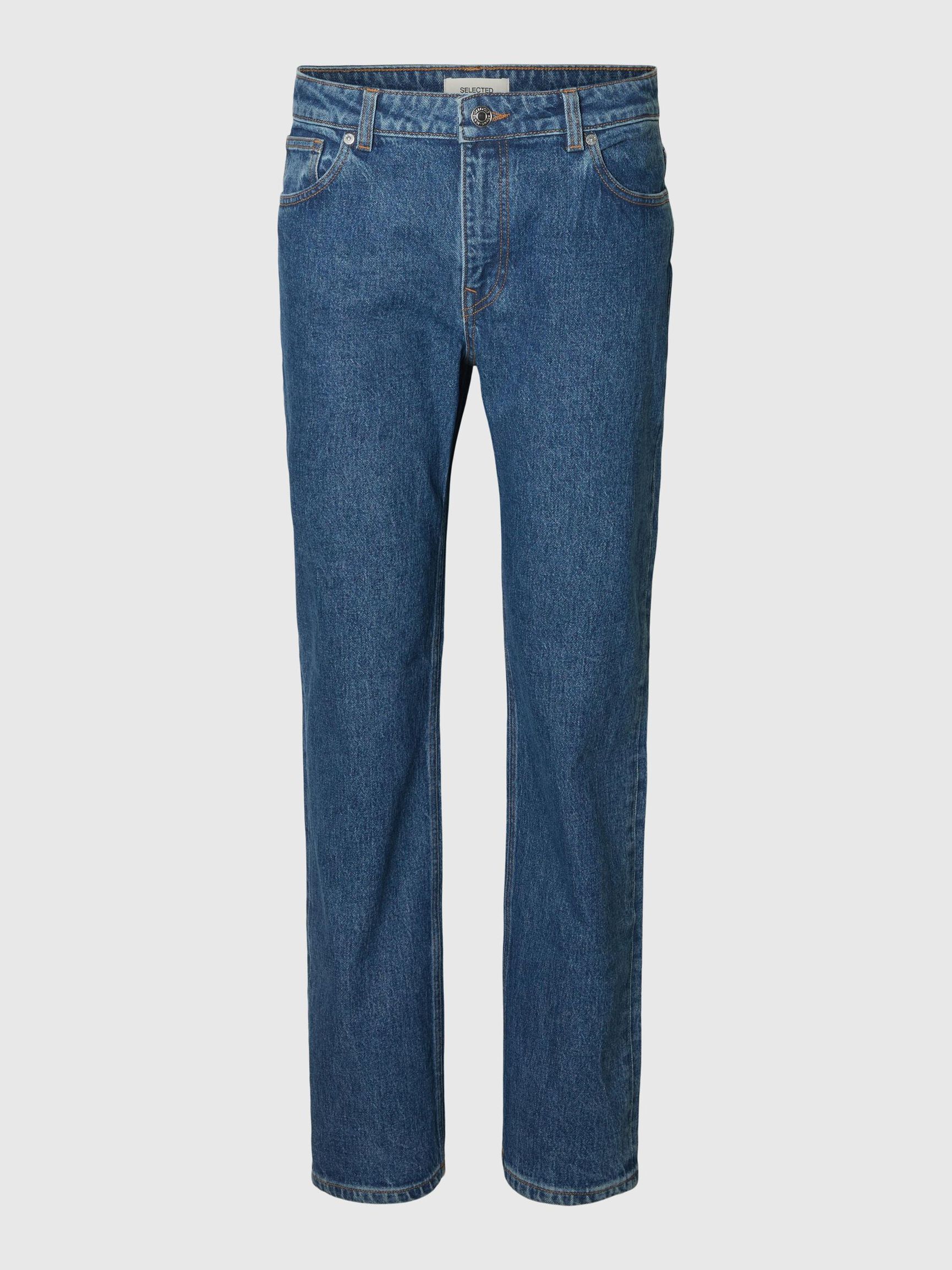 MID WAIST STRAIGHT FIT JEANS, Medium Blue Denim, highres