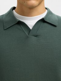 100% MERINO WOOL KNITTED POLO SHIRT, Deep Forest, highres