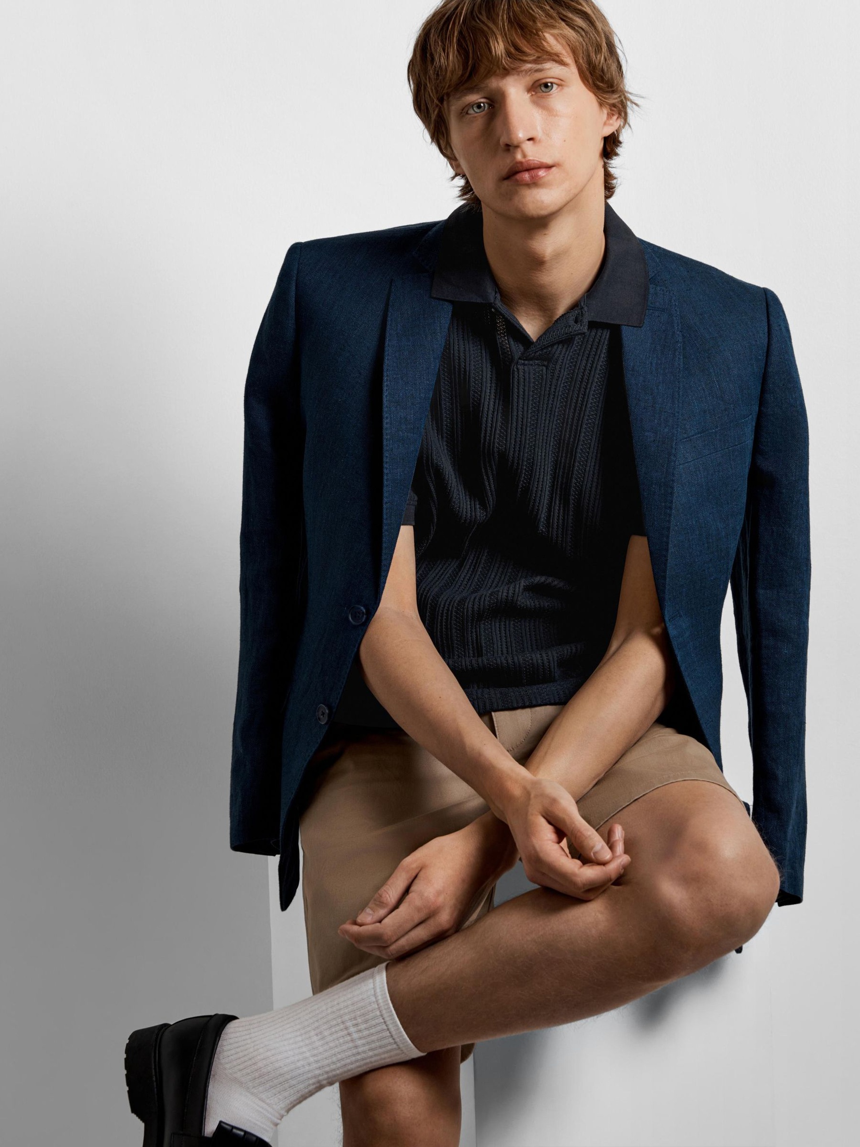 KURZÄRMELIGES BAUMWOLL POLO SHIRT, Sky Captain, highres