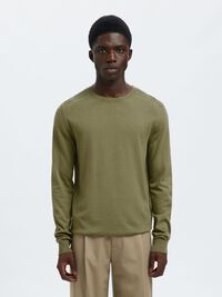 LONG-SLEEVED KNITTED JUMPER, Deep Lichen Green, highres