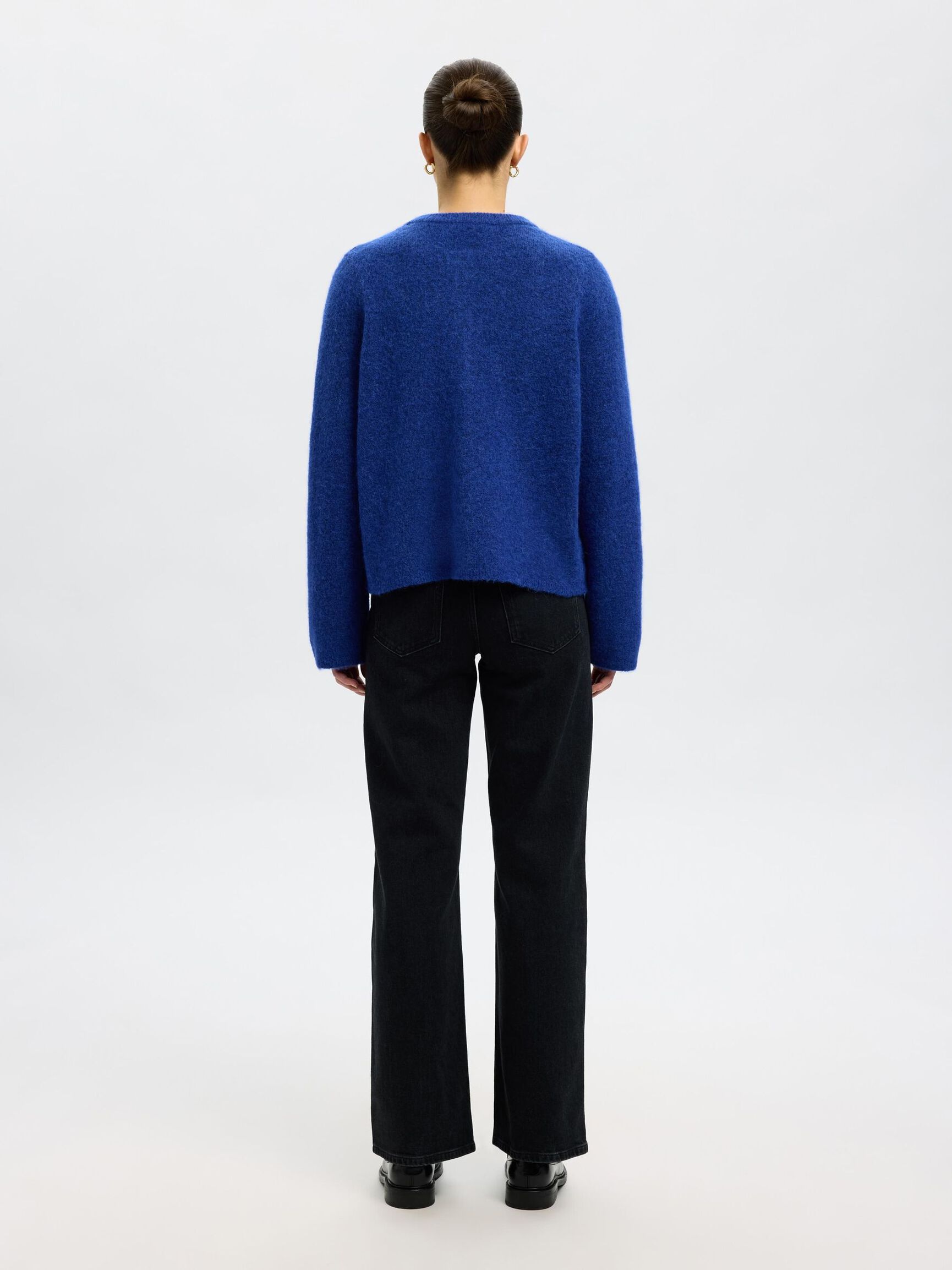 ULDBLANDING STRIKKET CARDIGAN, Dazzling Blue, highres
