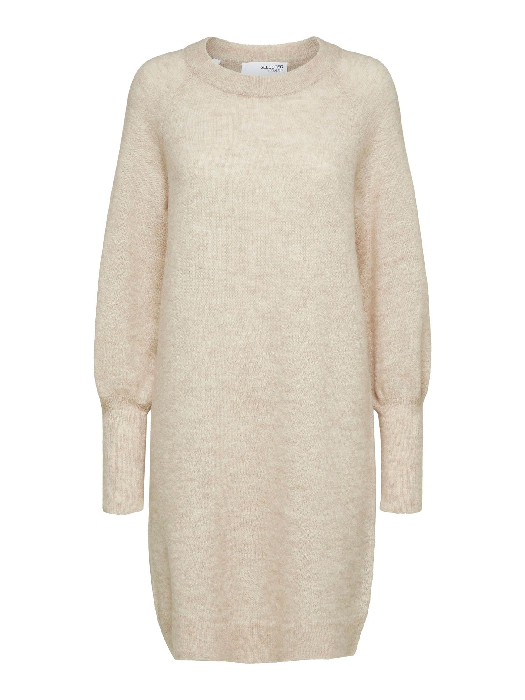 LONG SLEEVED KNITTED DRESS, Birch, highres
