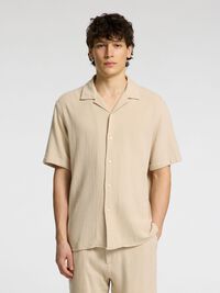 COTTON SHORT SLEEVED SHIRT, Oatmeal, highres