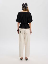 VISCOSE BLEND PLEATED  BLOUSE, Black, highres