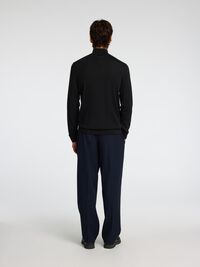 100% MERINO WOOL HALF-ZIP JUMPER, Black, highres