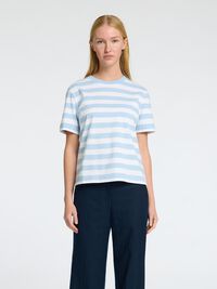 GESTREEPT BOXY T-SHIRT, Cashmere Blue, highres
