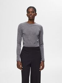 100% WOOL  LONG SLEEVED TOP, Steel Gray, highres
