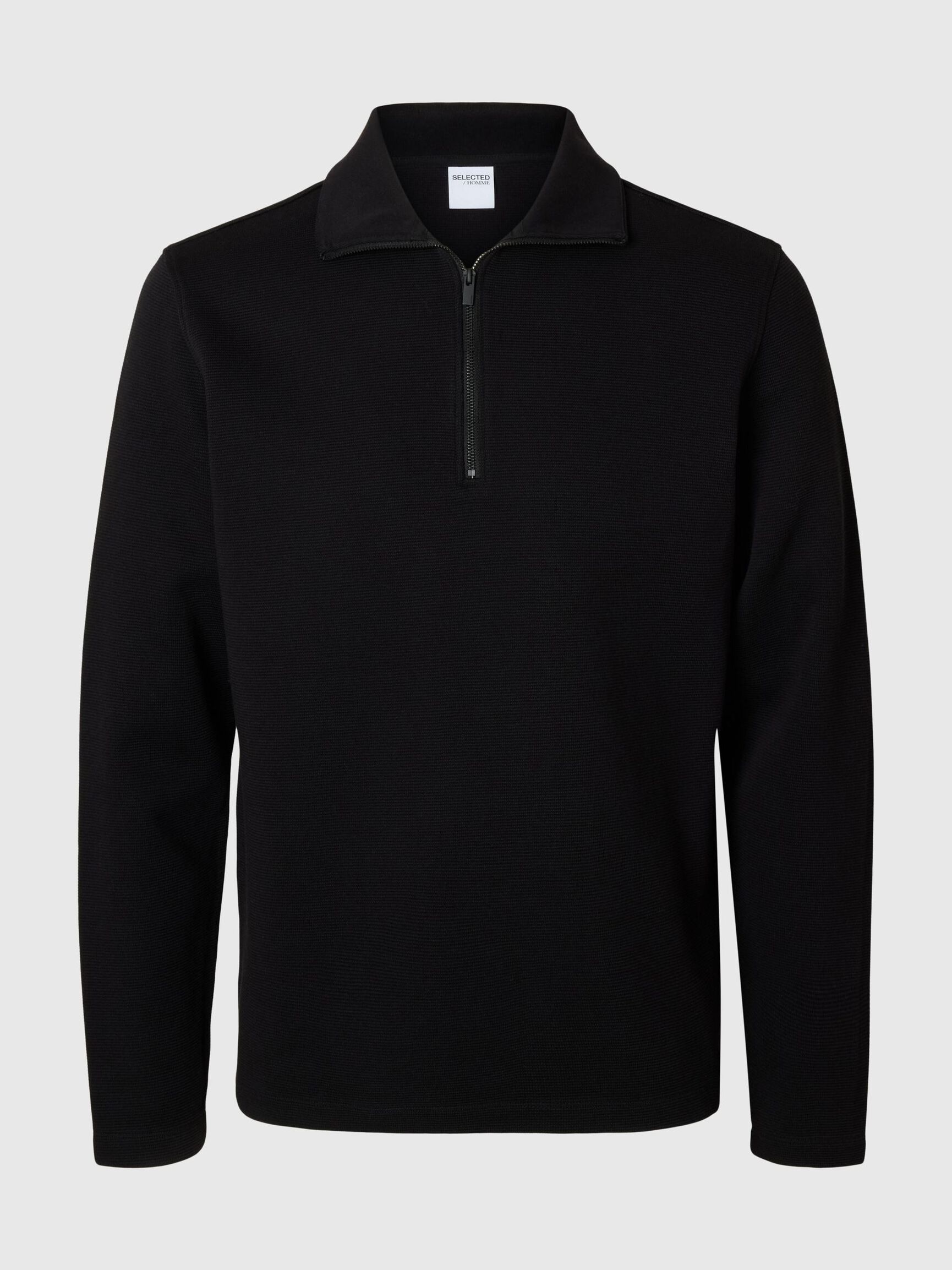 BAUMWOLLMIX SWEATSHIRT MIT REISSVERSCHLUSS, Black, highres