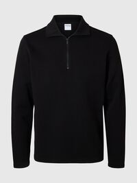 BAUMWOLLMIX SWEATSHIRT MIT REISSVERSCHLUSS, Black, highres