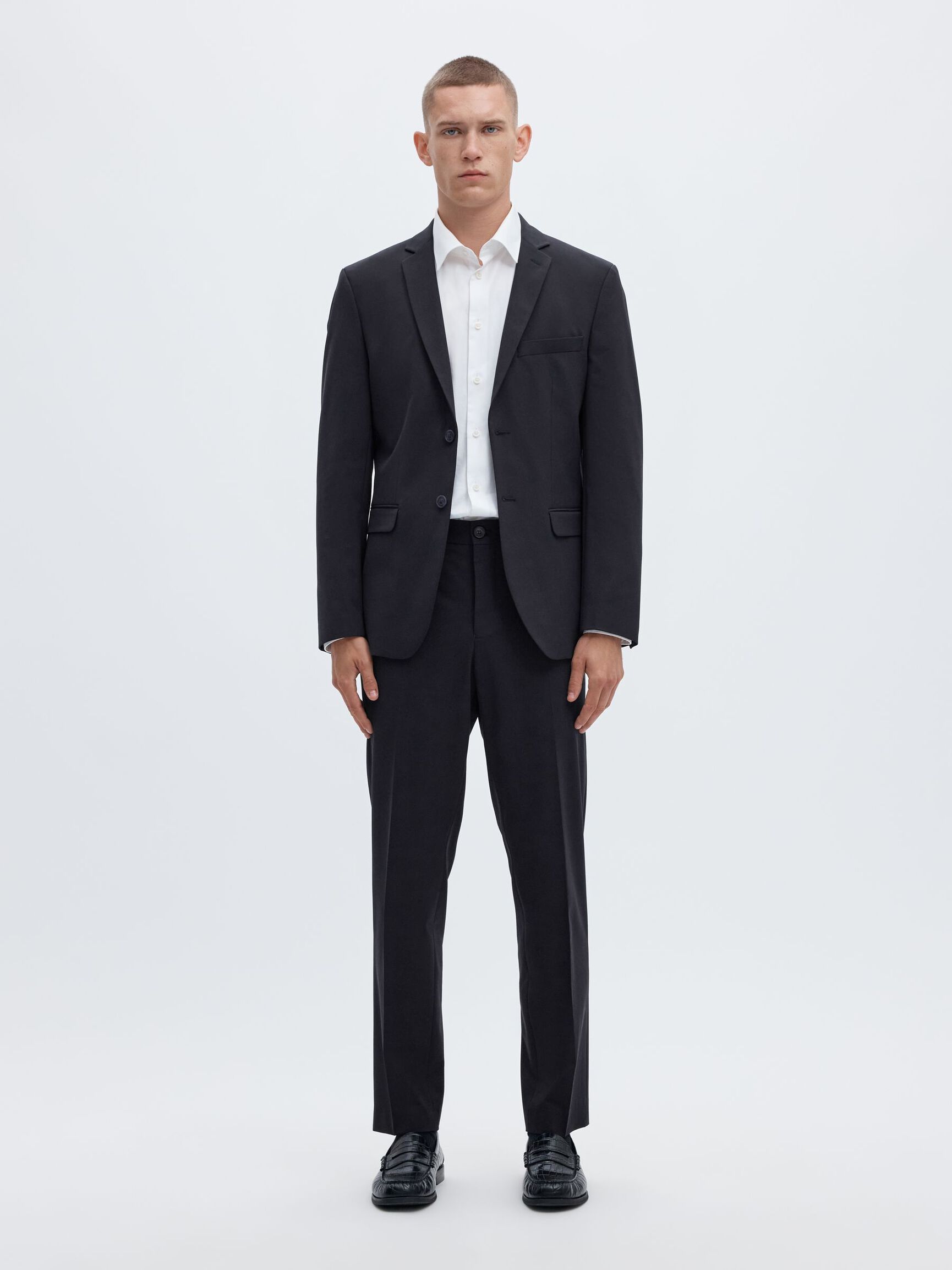 VISCOSE BLEND SLIM FIT BLAZER, Navy Blazer, highres