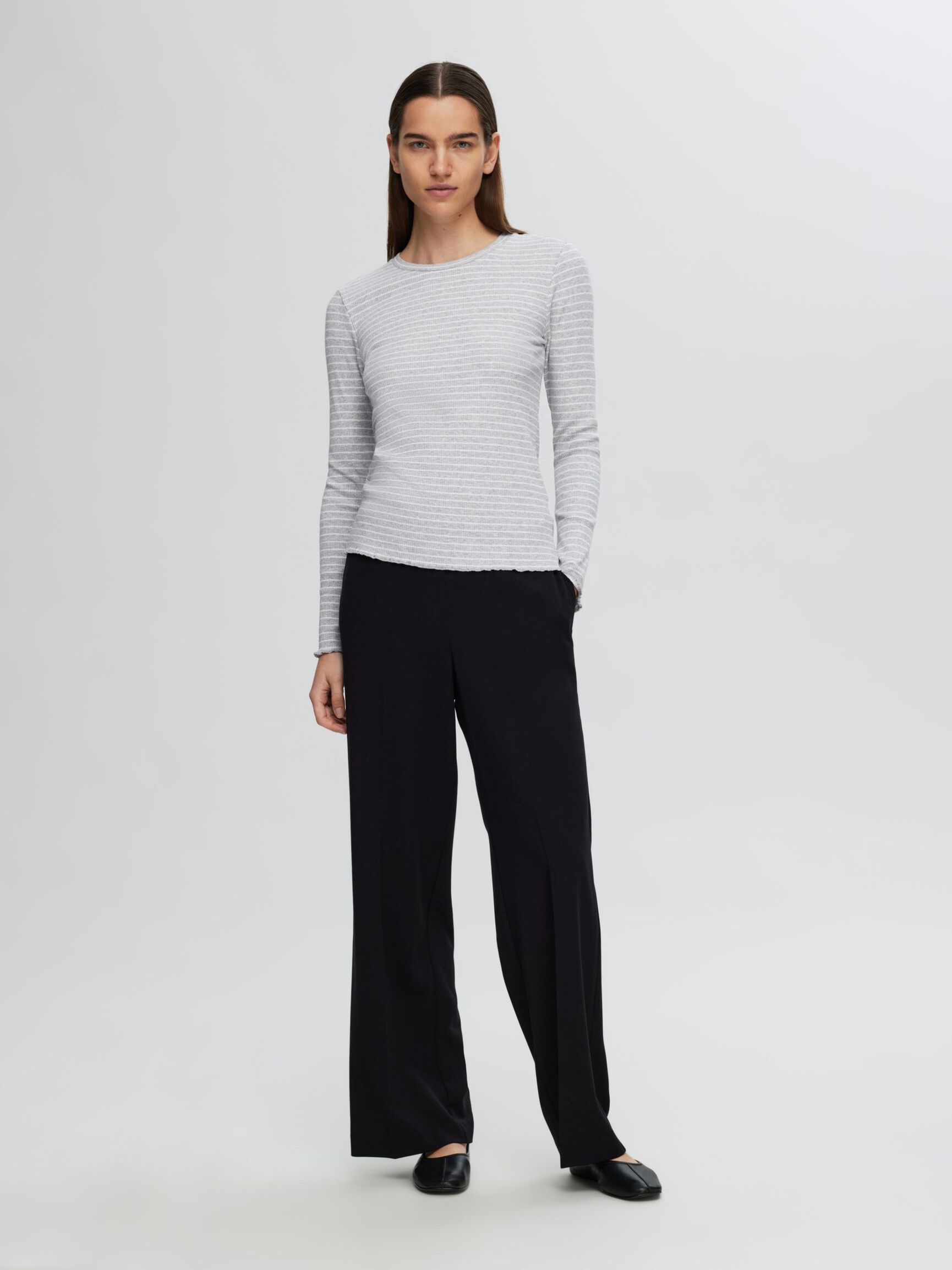 GESTREIFTES LONGSLEEVE, Light Grey Melange, highres