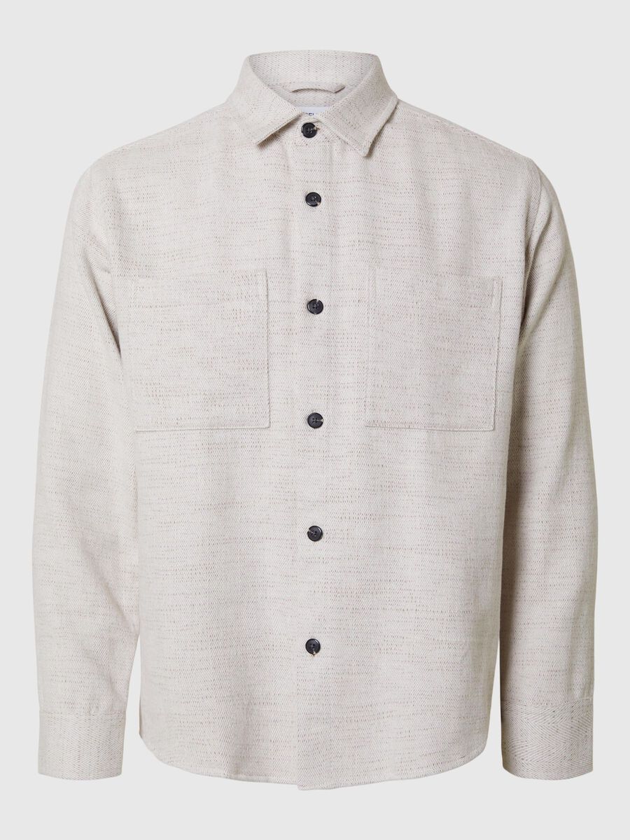 Selected REGULAR FIT LINEN BLEND OVERSHIRT, Oatmeal, highres - 16095722_Oatmeal_001.jpg