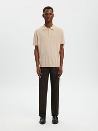 100% MERINOULL PIKÉTRÖJA, Oatmeal, highres