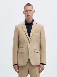 GEWEBTER WOLLGEMISCH BLAZER, Sand, highres