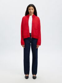 WOOL BLEND CARDIGAN, Equestrian Red, highres