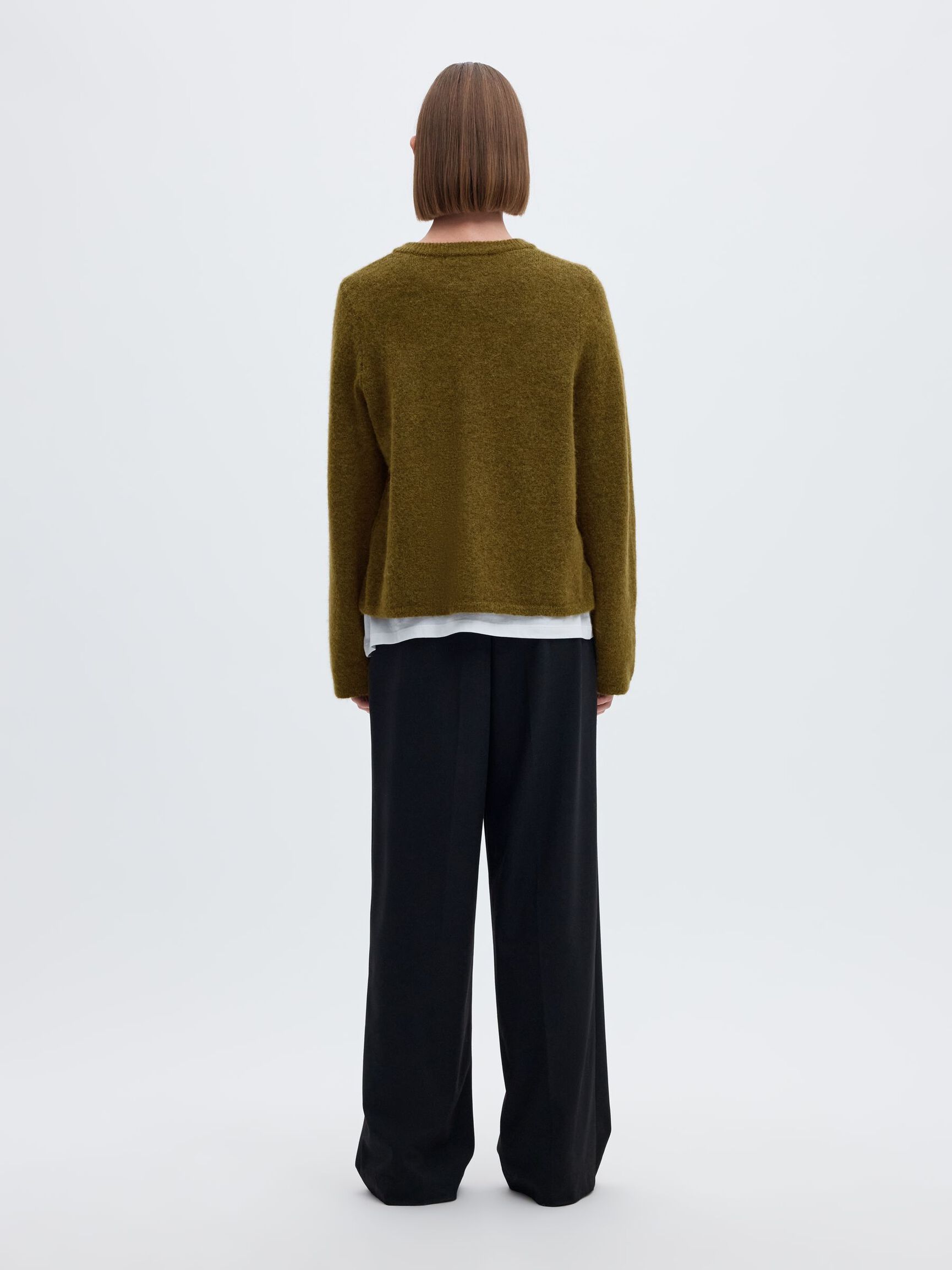 WOOL BLEND CARDIGAN, Fir Green, highres