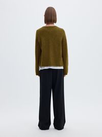 WOOL BLEND CARDIGAN, Fir Green, highres