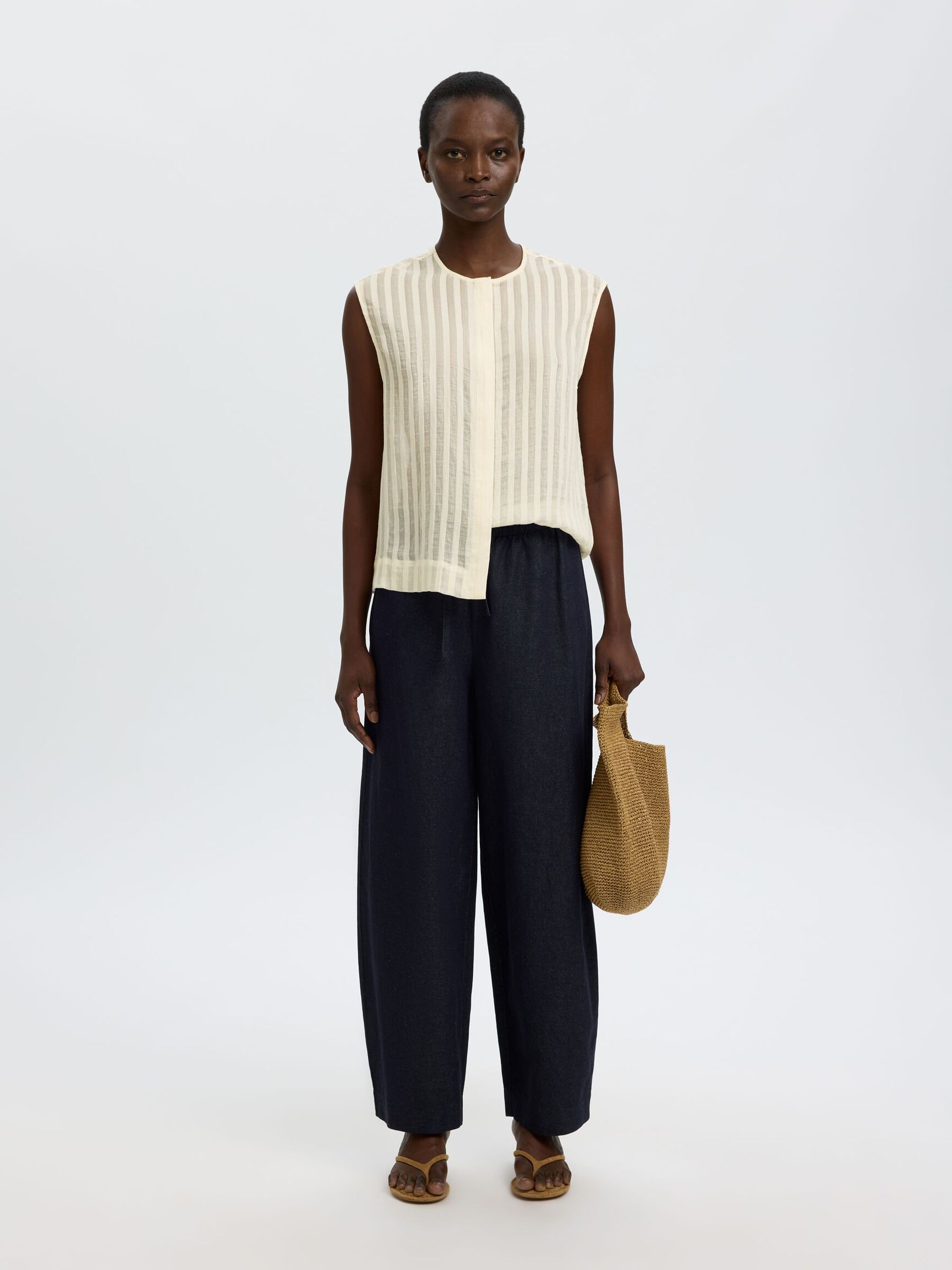 OVERSIZED FIT MOUWLOOS HEMD, Egret, highres