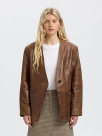 OVERSIZED LEATHER JACKET, Delicioso, highres