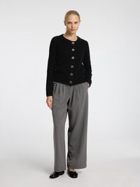WOOL BLEND KNITTED CARDIGAN, Black, highres