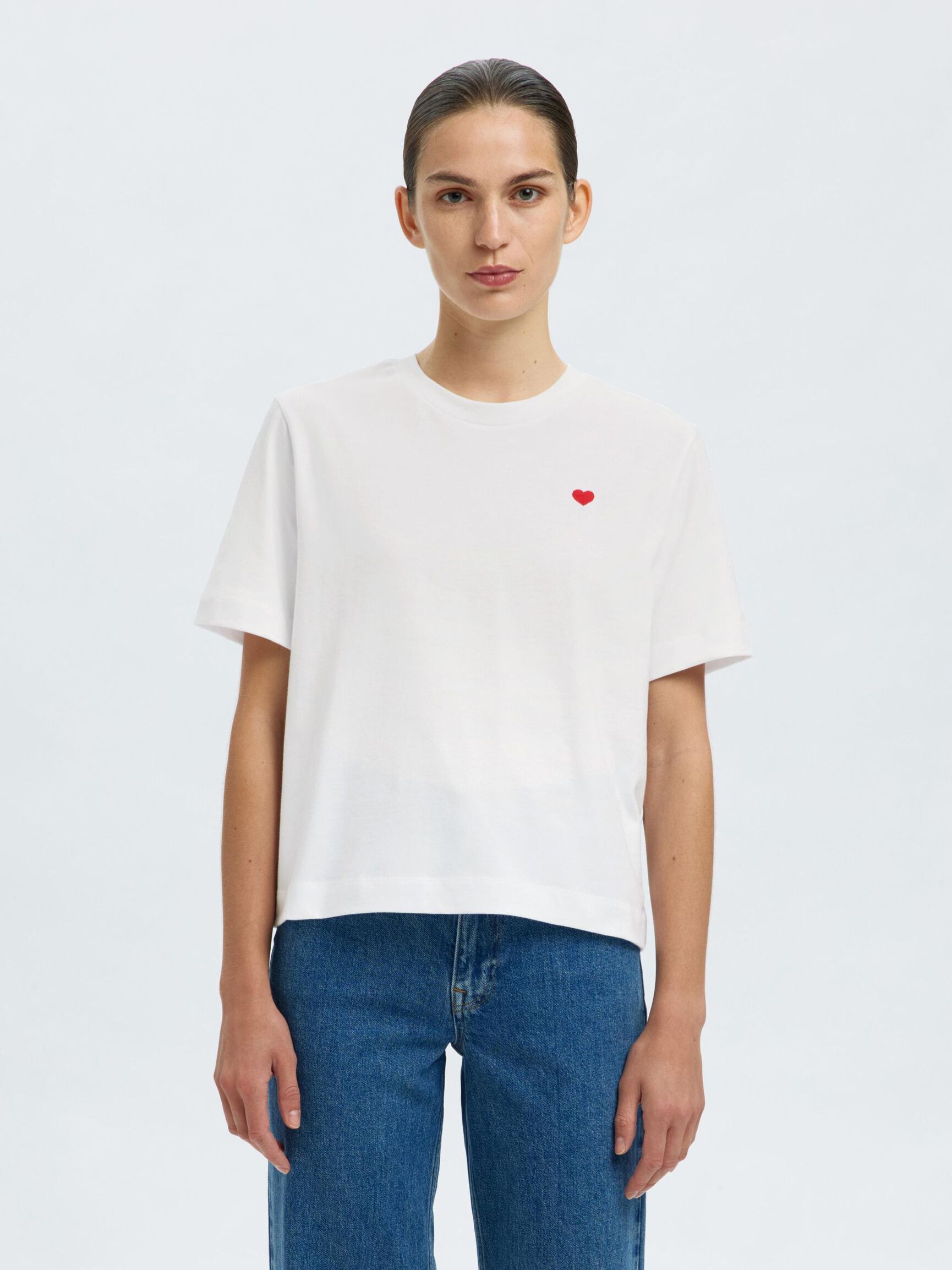 EMBROIDERED CREWNECK T-SHIRT, Bright White, highres
