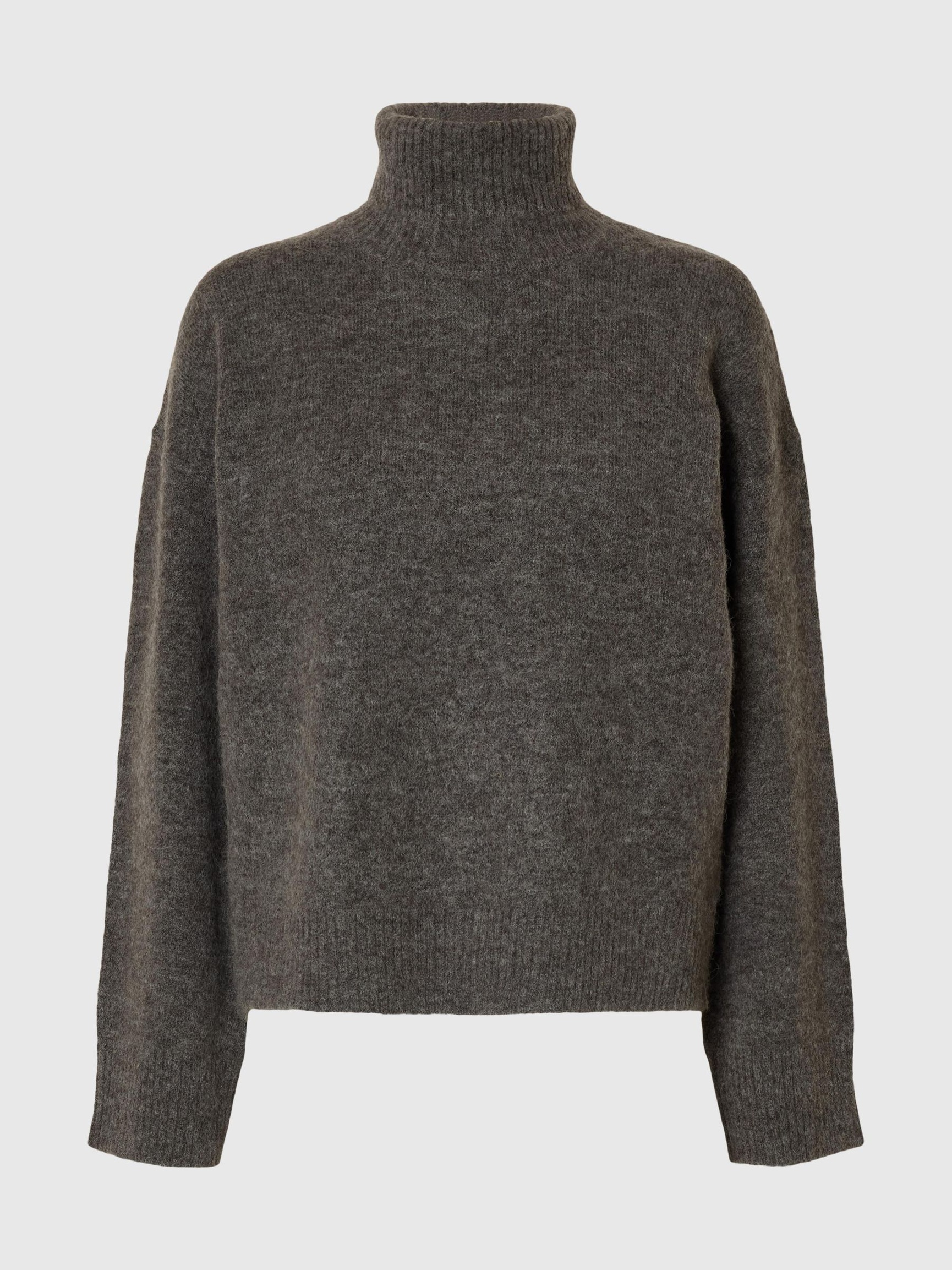 WOOL BLEND TURTLENECK, Medium Grey Melange, highres
