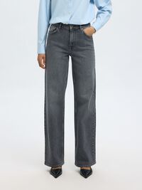 HIGH WAIST WIDE LEG JEANS, Medium Grey Denim, highres