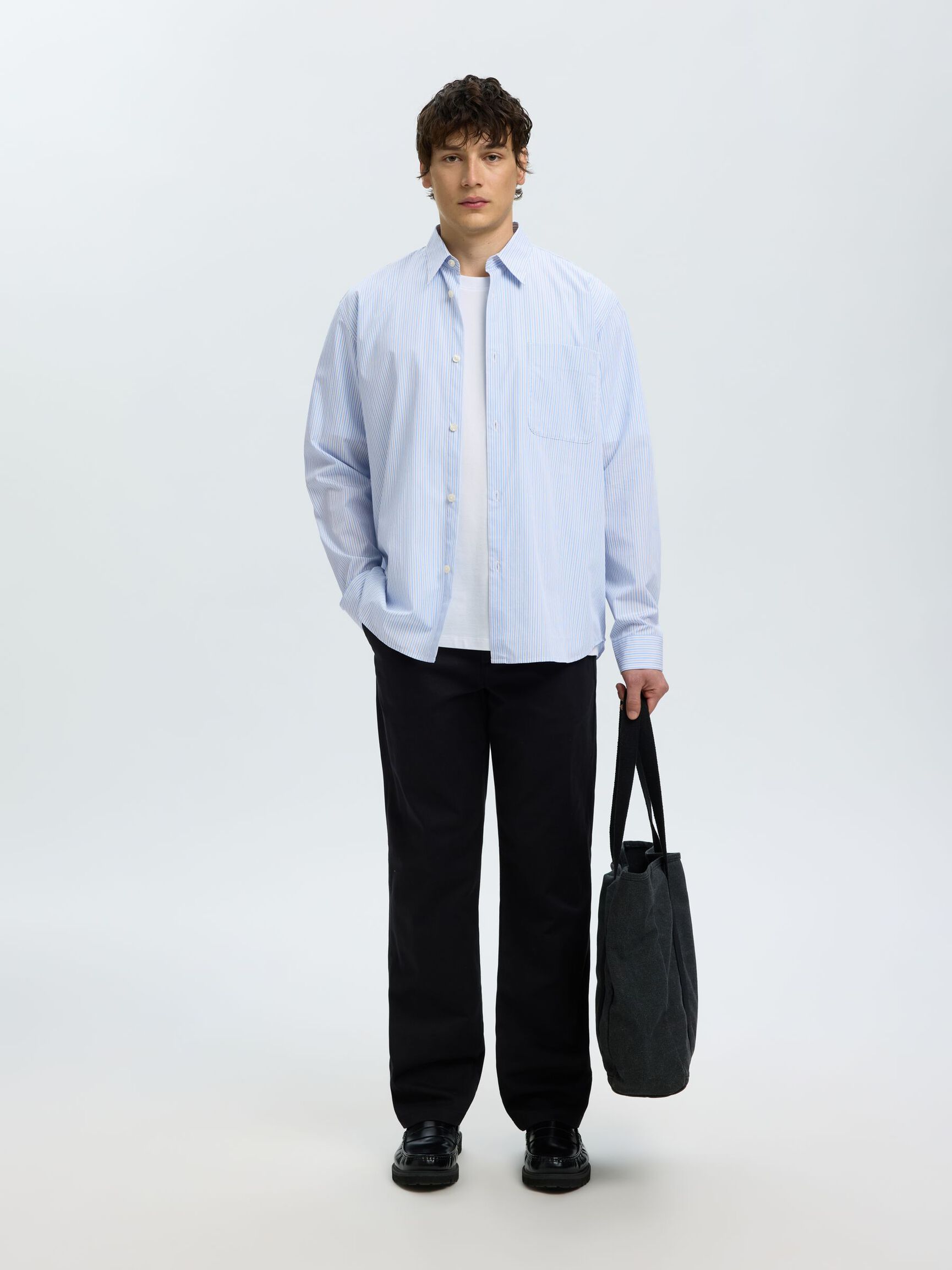 BAUMWOLL LANGARMHEMD, Cashmere Blue, highres