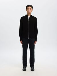 RELAXED FIT STRICKJACKE, Black, highres