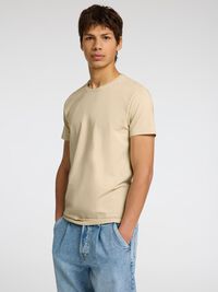 3-PACK COTTON T-SHIRT, Oatmeal, highres