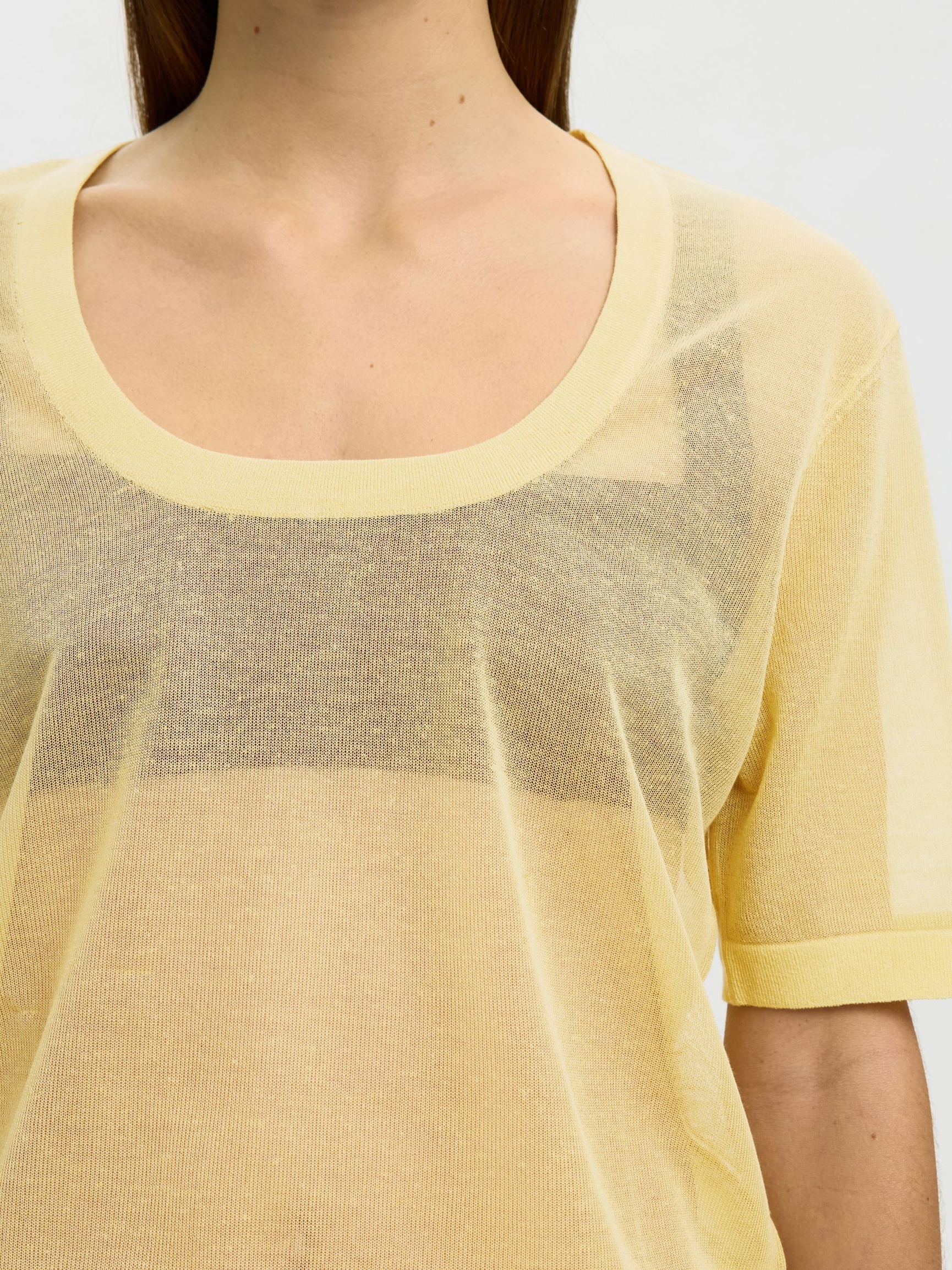 VISCOSE BLEND KNITTED TOP, Italian Straw, highres